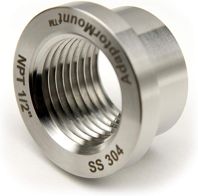 AdaptorMount 1/2" NPT Stainless Steel 304 Female Threaded Stepped Weld Bung Mounting Fitting (OD 1.0") with Top Head (OD 1.2") - Image 3